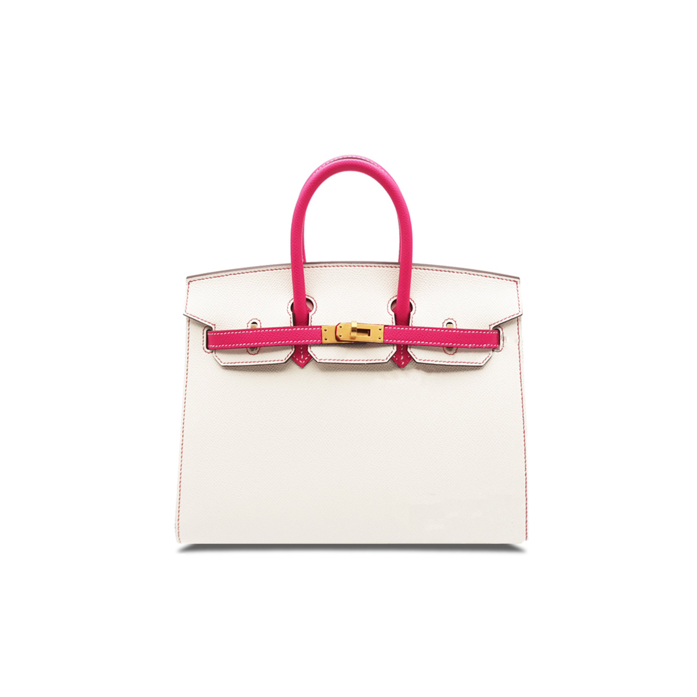 HERMES MASTER BIRKIN 25 EPSOM MILKSHAKE WHITE AND PINK GOLD BUCKLE BAG H028368CK6S (25*20*13cm)